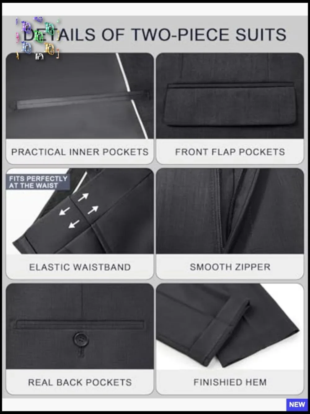 Slim Fit Tuxedo Suit Set Classic Elegant Wedding Business Prom Formal